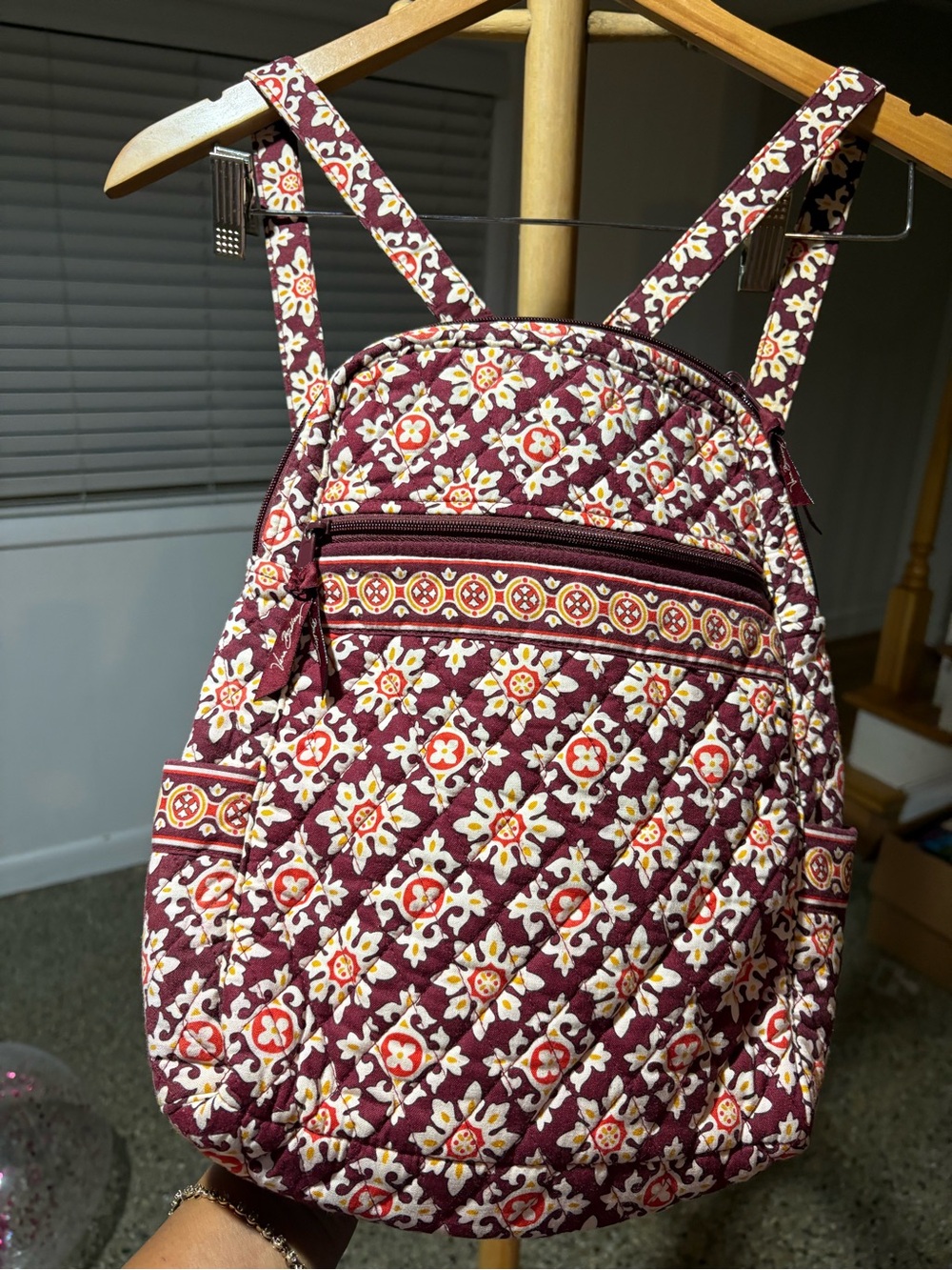 Vera Bradley Small Backpack in Orange / Red Medallion - gently used.